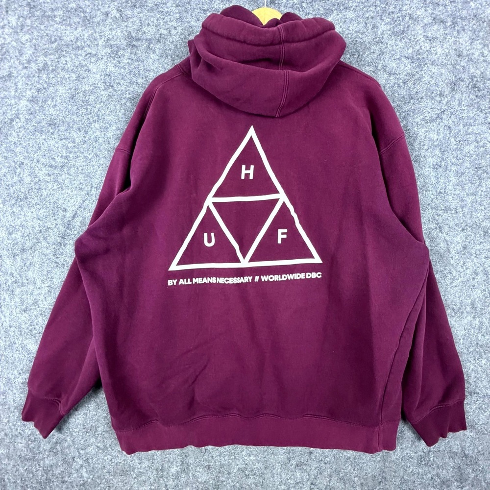 HUF Triple Triangle Hoodie Mens XL Raisin Skater By All Means Necessary Graphic